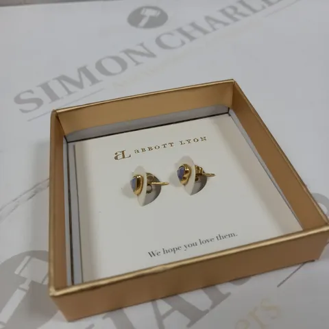 ABBOTT LYON GOLD EFFECT PURPLE STONE STUD EARRINGS