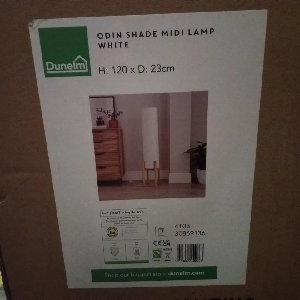 BOXED DUNELM ODIN SHADE MIDI LAMP - WHITE
