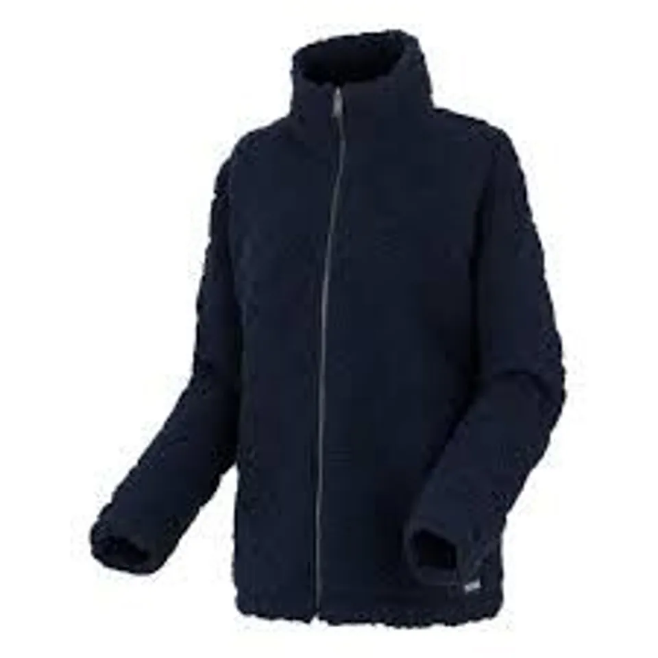 REGATTA WOMENS ALAIYA CABLE KNIT CHUNKY FULL ZIP FLEECE NAVY - SIZE 10