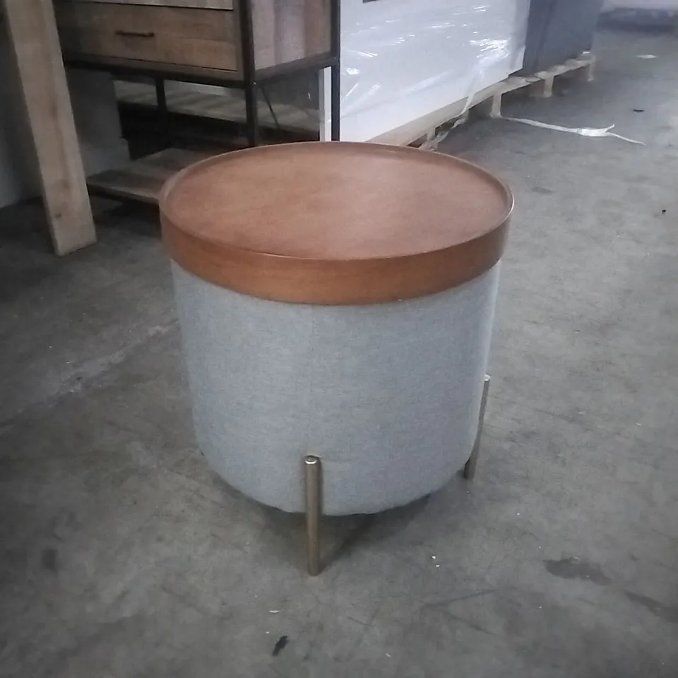 CONNELL 43CM WIDE ROUND FOOTSTOOL OTTOMAN- LIGHT GREY 