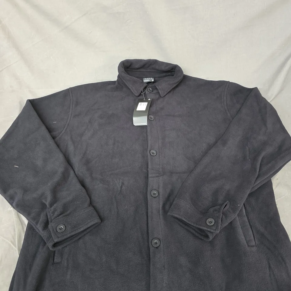 NICCE BLACK BUTTON-FRONT FLEECE JACKET – XL