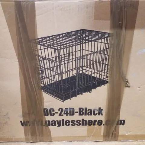 BOXED 24 INCH DOG CRATE WITH DOUBLE-DOOR DIVIDER PANEL REMOVABLE TRAY AND HANDLE