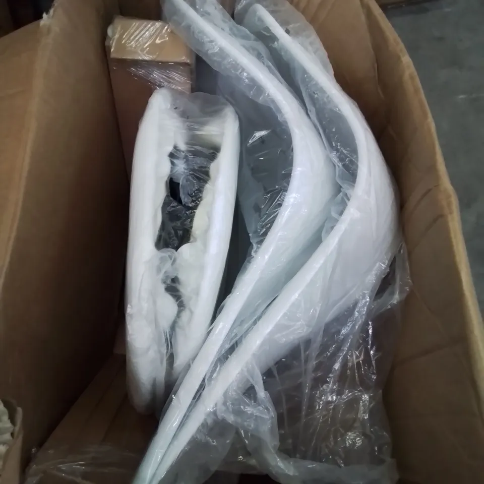 BOXED SET OF 2 FAUX LEATHER UPHOLSTERED WHITE DINING  CHAIR