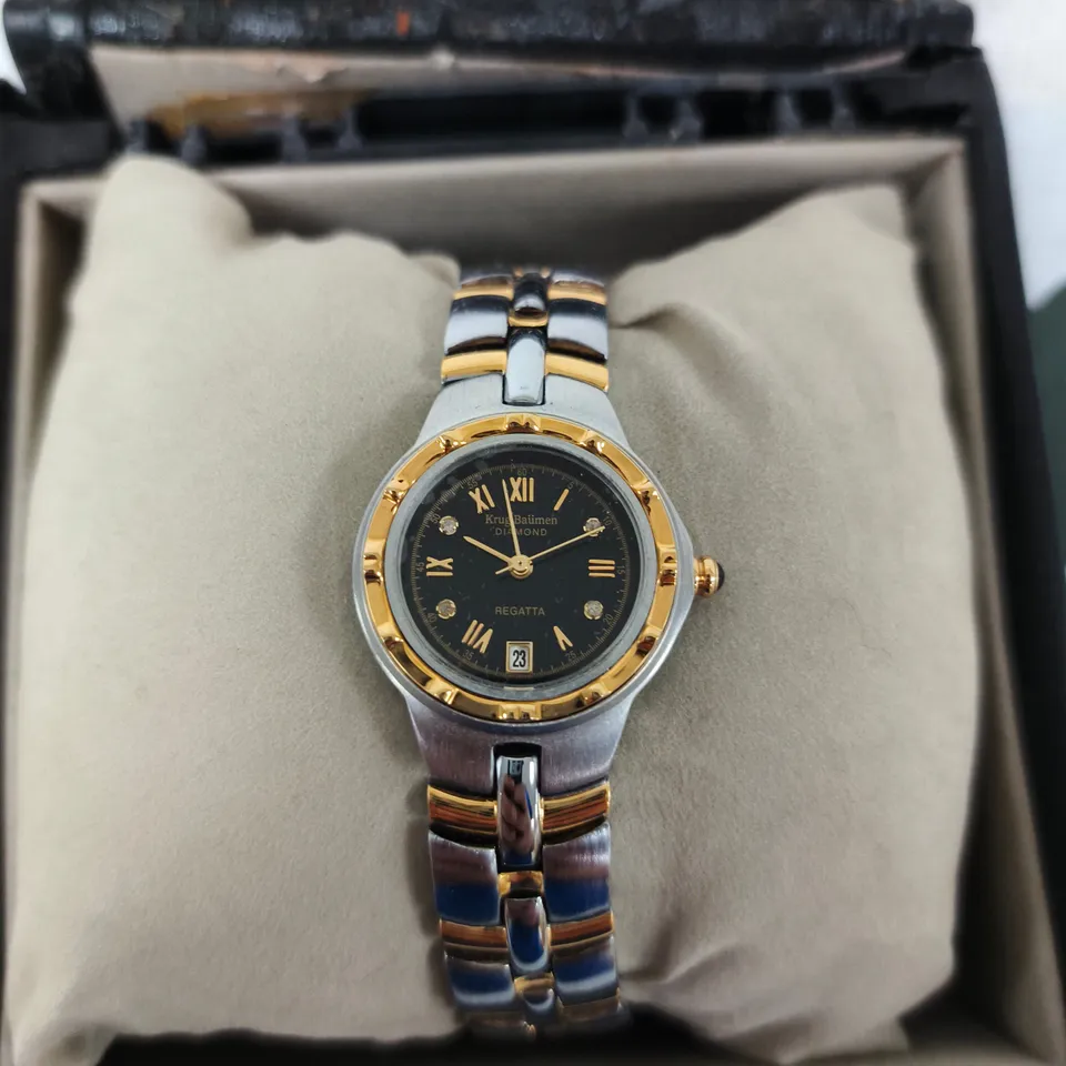 KRUG-BAUMEN REGATTA WATCH – TWO-TONE STEEL & GOLD, DATE, BOXED