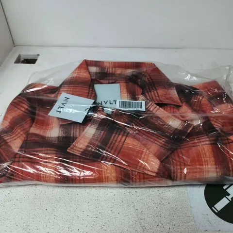NVLT ORANGE PLAID FLANNEL COAT – SIZE M 