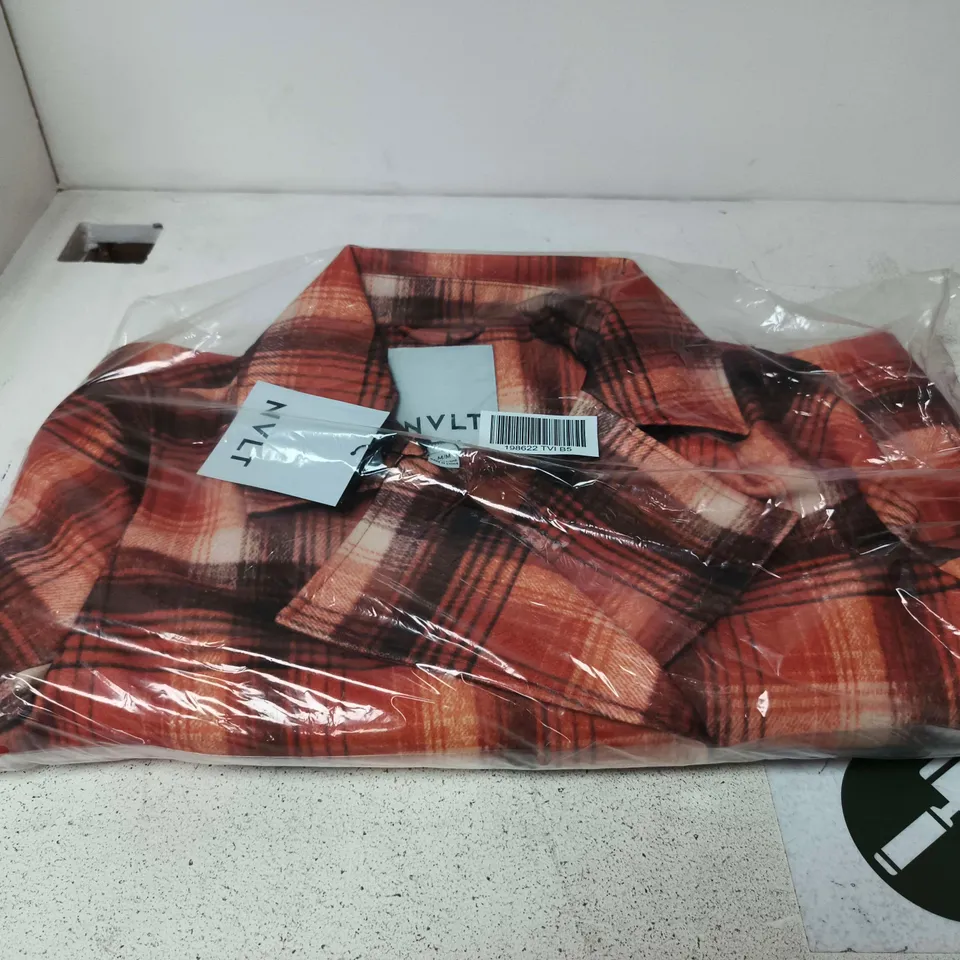 NVLT ORANGE PLAID FLANNEL COAT – SIZE M 