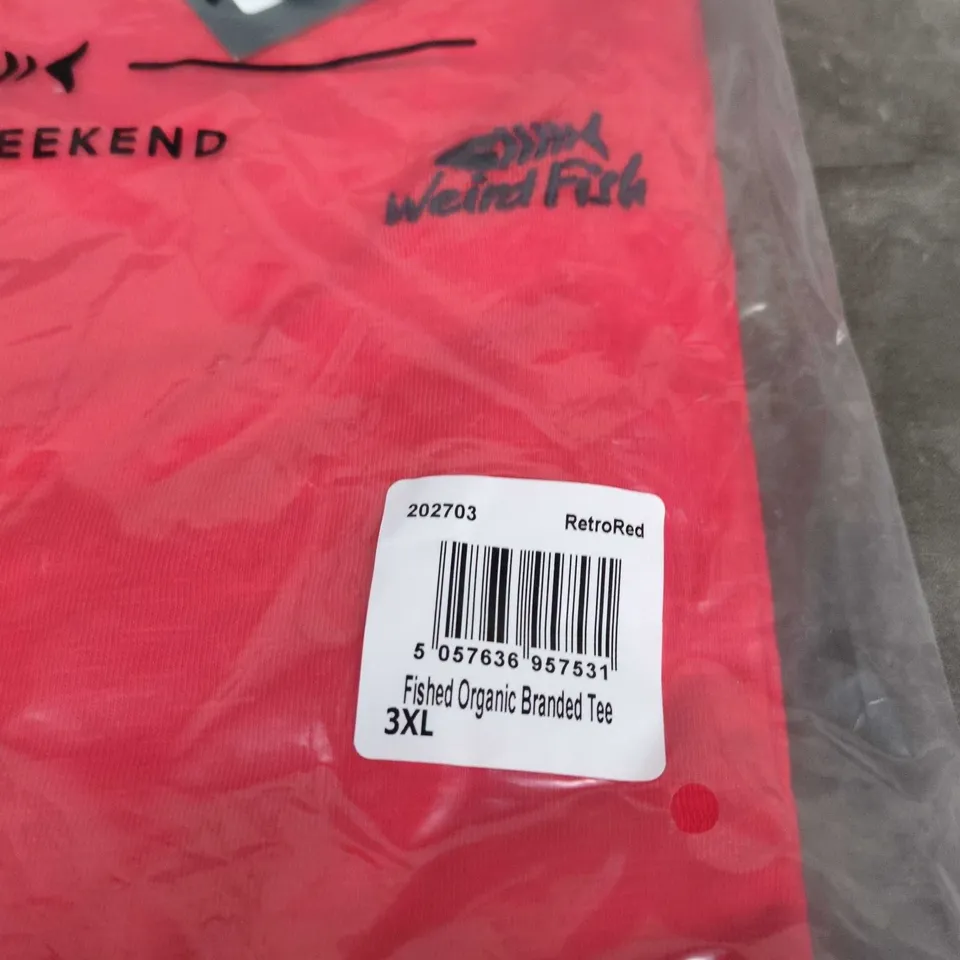 WEIRD FISH FISHED ORGANIC BRANDED TEE IN RETRO RED SIZE 3XL