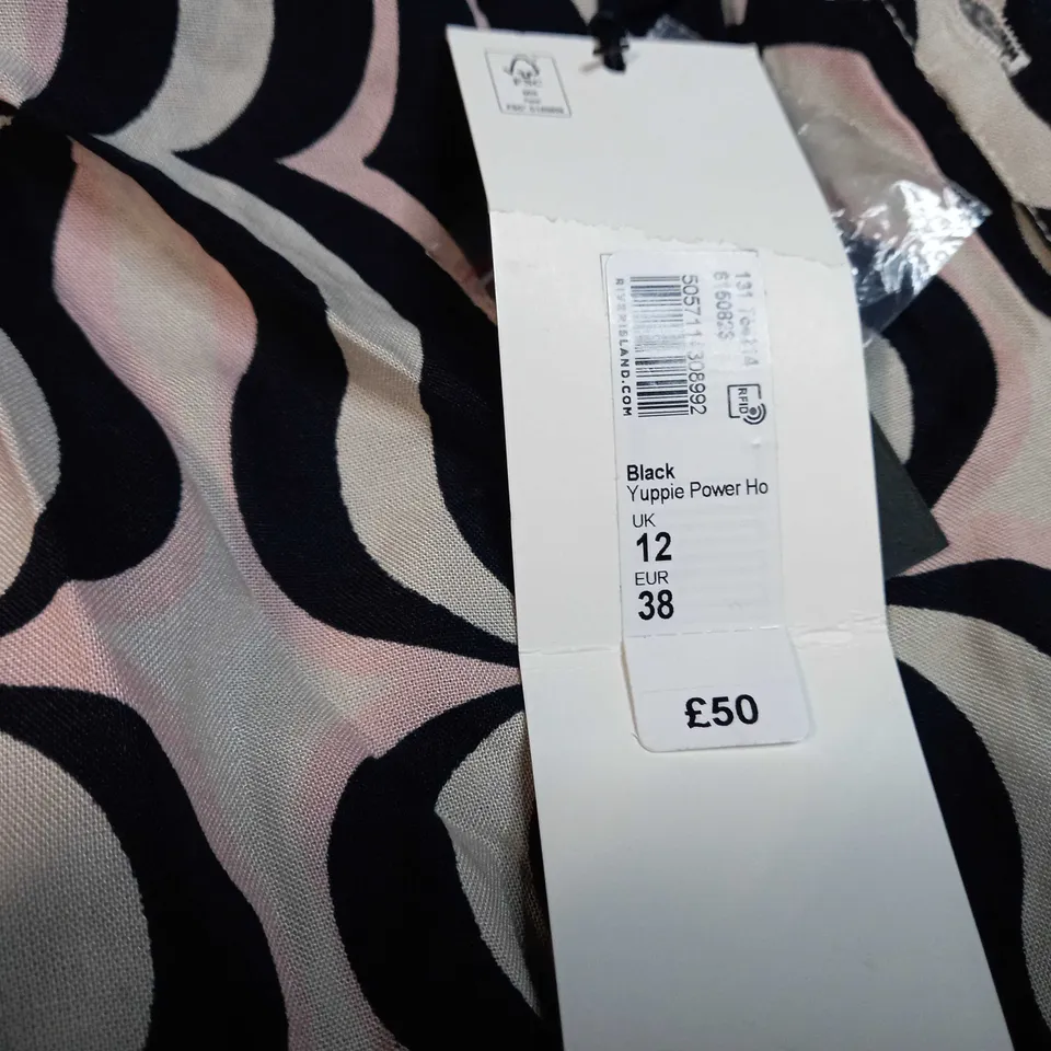 RIVER ISLAND BLACK/WHITE PINK DETAILED RETRO INSPIRED JUMPSUIT - SIZE 12
