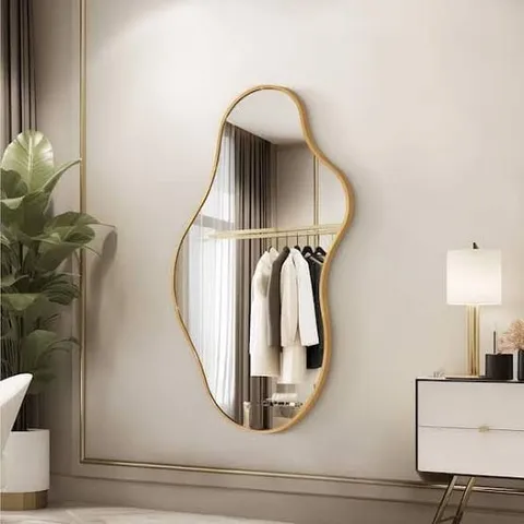 BOXED ASYMMETRIC WALL MIRROR 50×90 IN GOLD 