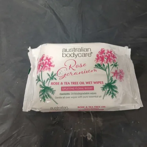 12X AUSTRALIAN BODYCARE ROSE GERANIUM WET WIPE PACKS
