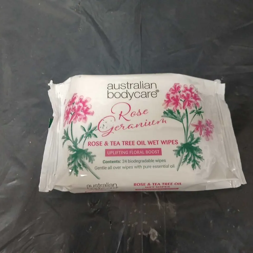 12X AUSTRALIAN BODYCARE ROSE GERANIUM WET WIPE PACKS