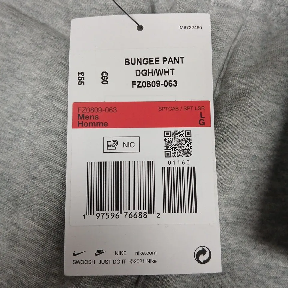 NIKE BUNGEE PANTS IN GREY - L