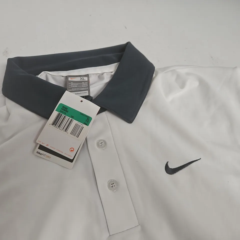 NIKE FIT-DRY TENNIS POLO SHIRT IN WHITE STRIPE - XL