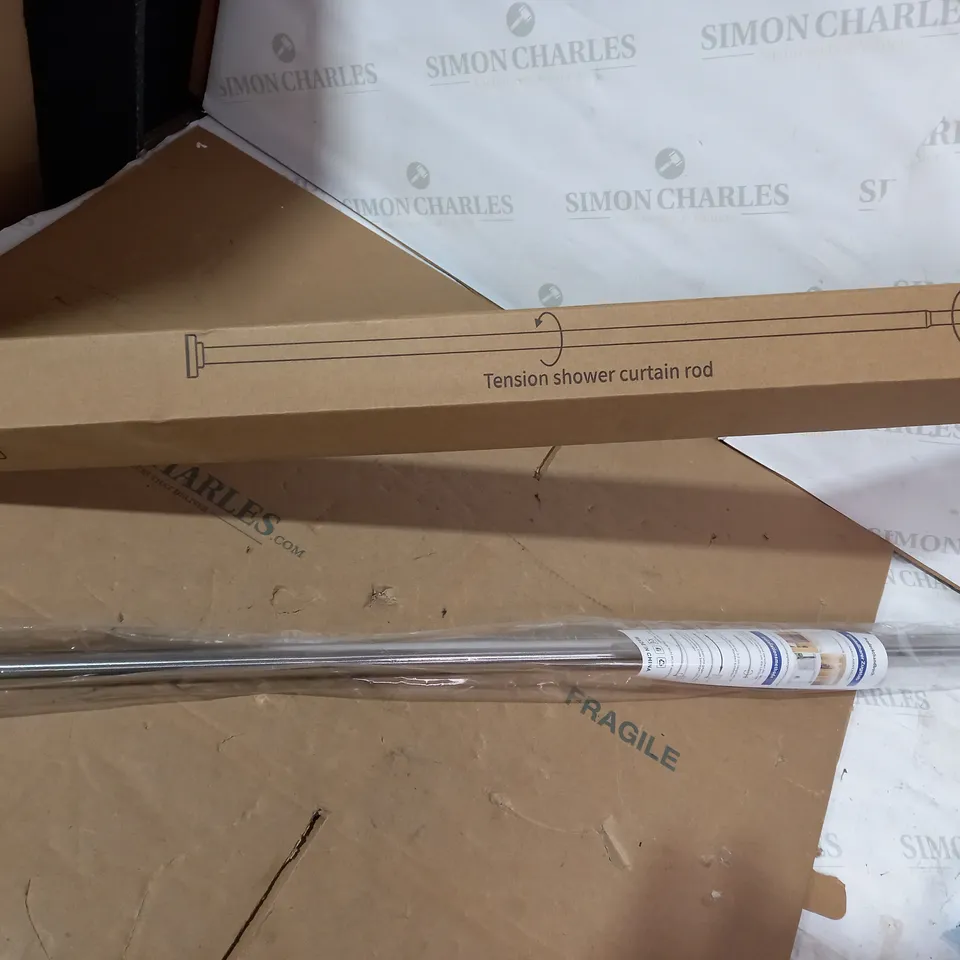 BOXED DESIGNER TENSION SHOWER CURTAIN ROD