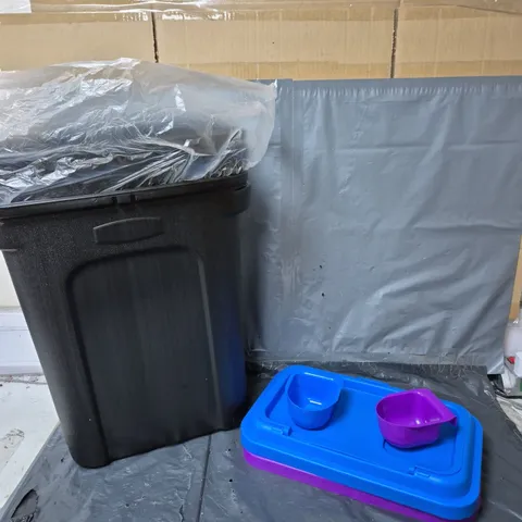 2 LARGE PET FOOD STORAGE BINS WITH SCOOPS 