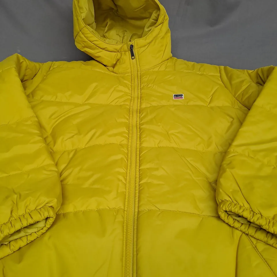 LEVI'S YELLOW PADDED JACKET WITH HOOD - LARGE