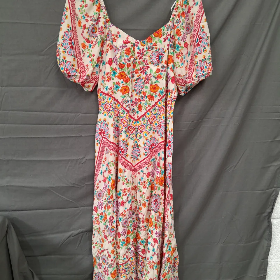 MONSOON GYPSY MAXI DRESS MULTI COLOURED FLORAL DESIGN SIZE 10