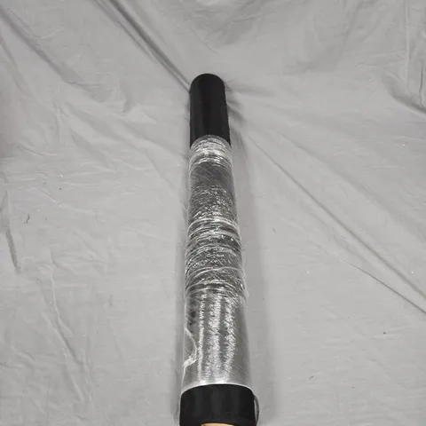 ROLL OF BLACK MESH FABRIC ON SPOOL WITH SILVER FOIL WRAP