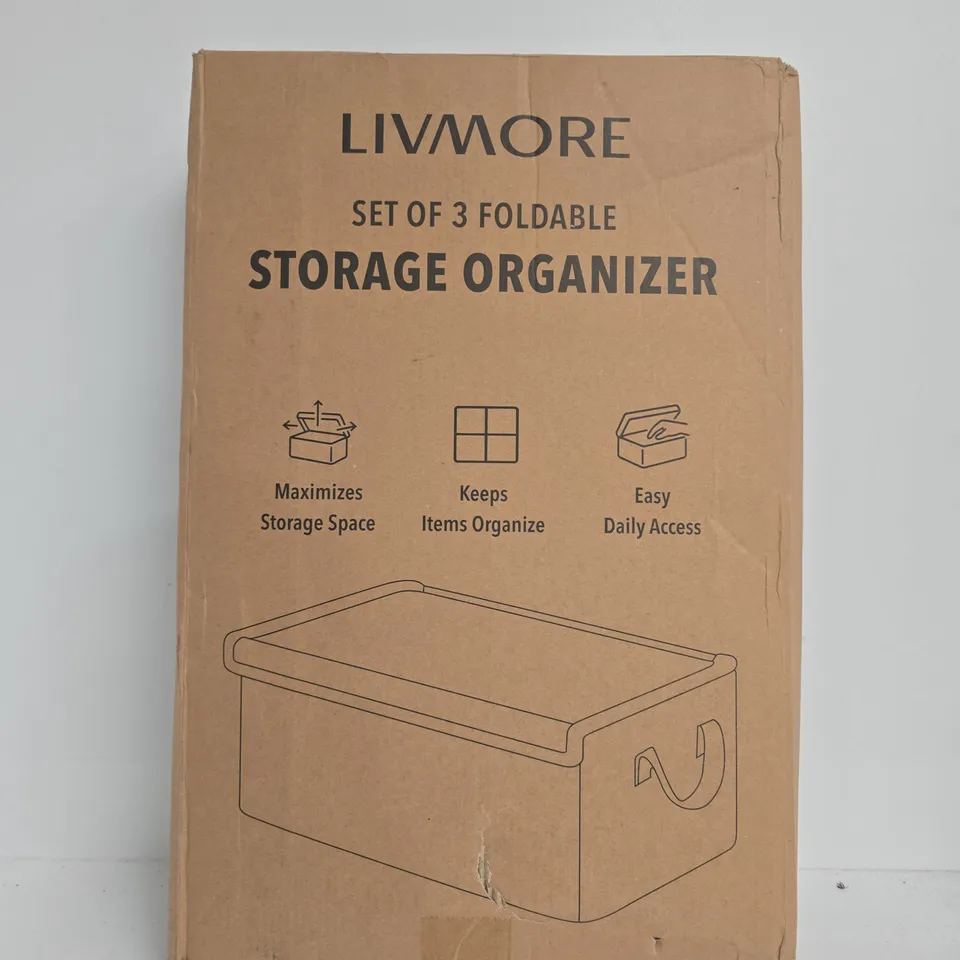 LIVMORE SET OF 3 FOLDABLE STORAGE ORGANIZERS – BOXED