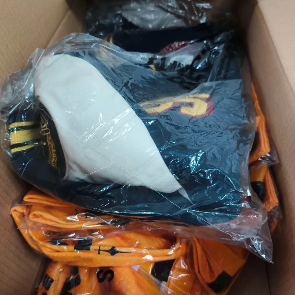 BOX OF APPROXIMATELY 10 ASSORTED CLOTHING ITEMS TO INCLUDE VARSITY BOMBER JACKET XS ETC