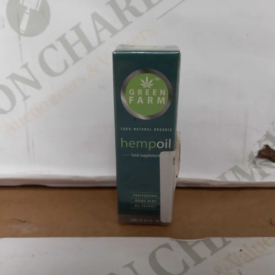 LOT OF APPROXIMATELY 46 GREEN FARM HEMP OIL FOOD SUPPLEMENTS (10ml)