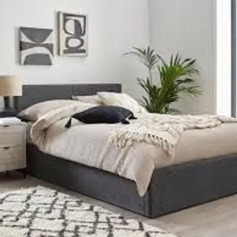 BOXED PORTO DOUBLE END LIFT UP STORAGE OTTOMAN BED - DARK GREY (2 BOXES)