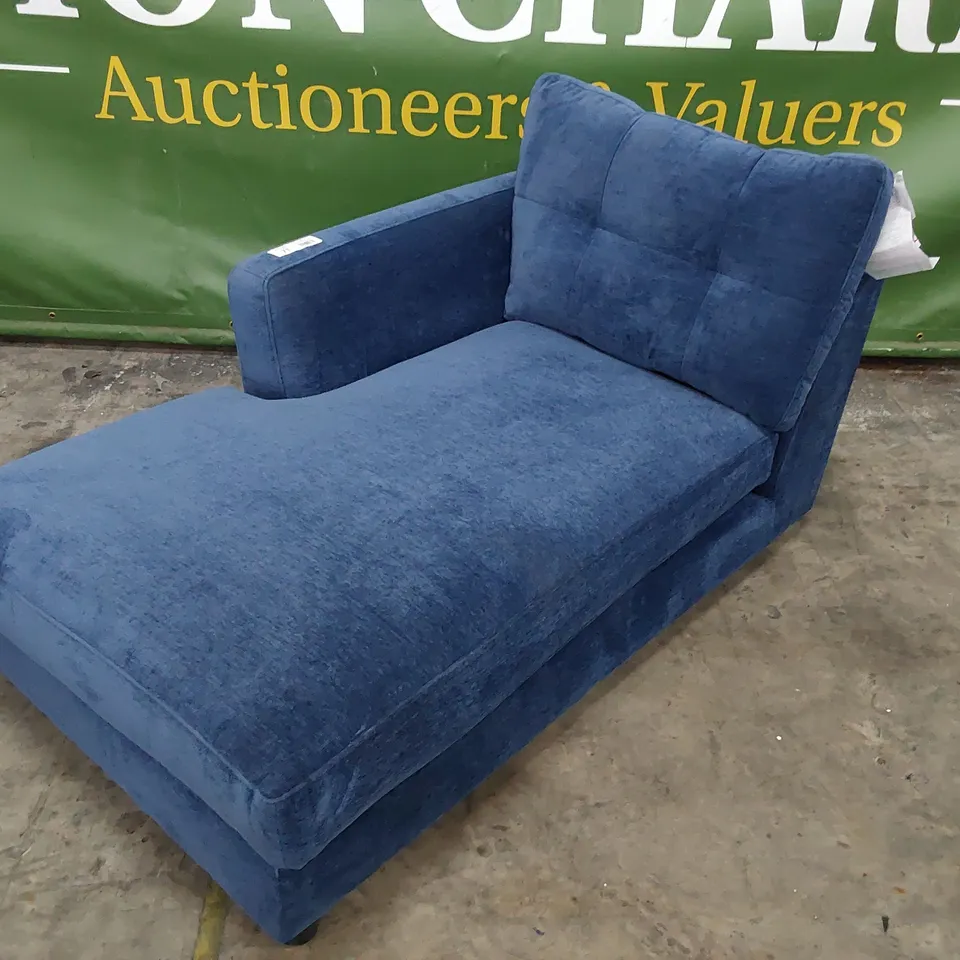 QUALITY BRITISH DESIGNER LOUNGE Co. HOLLY CHAISE SECTION BLUE PLUSH FABRIC 