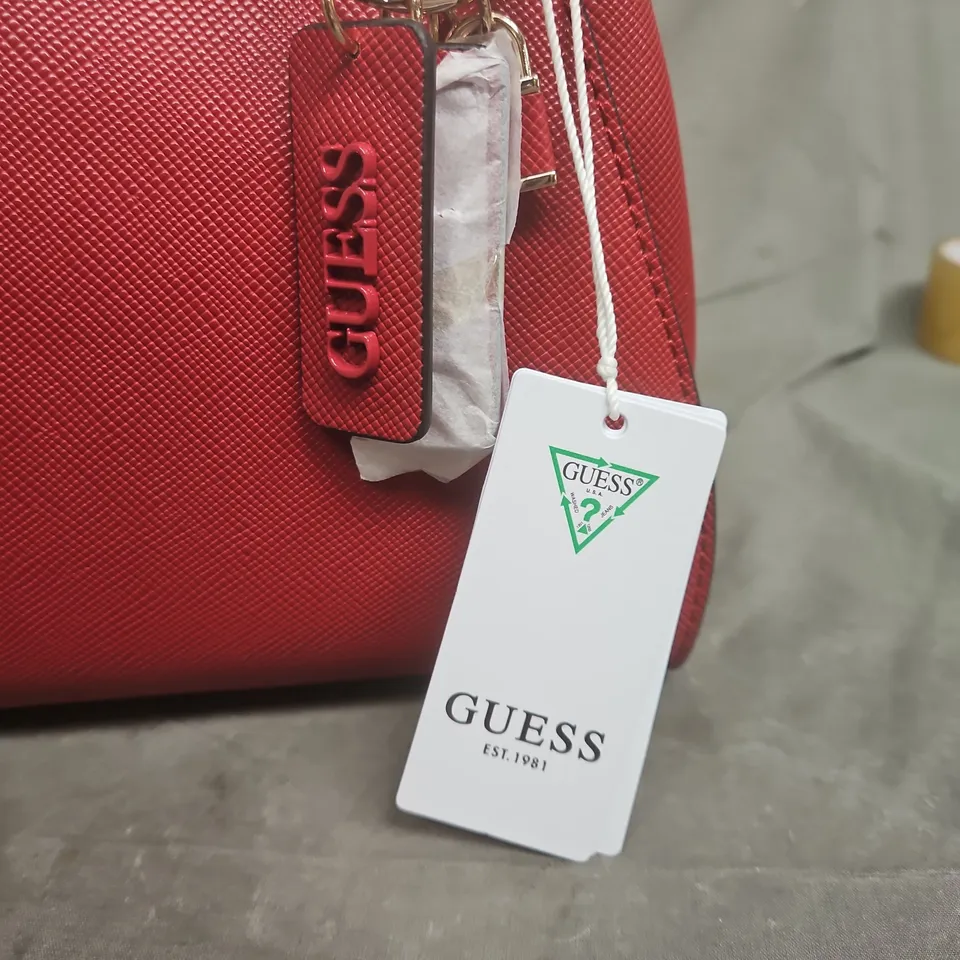 GUESS RED LEATHER HANDBAG WITH TOP HANDLES – BRAND TAG ATTACHED