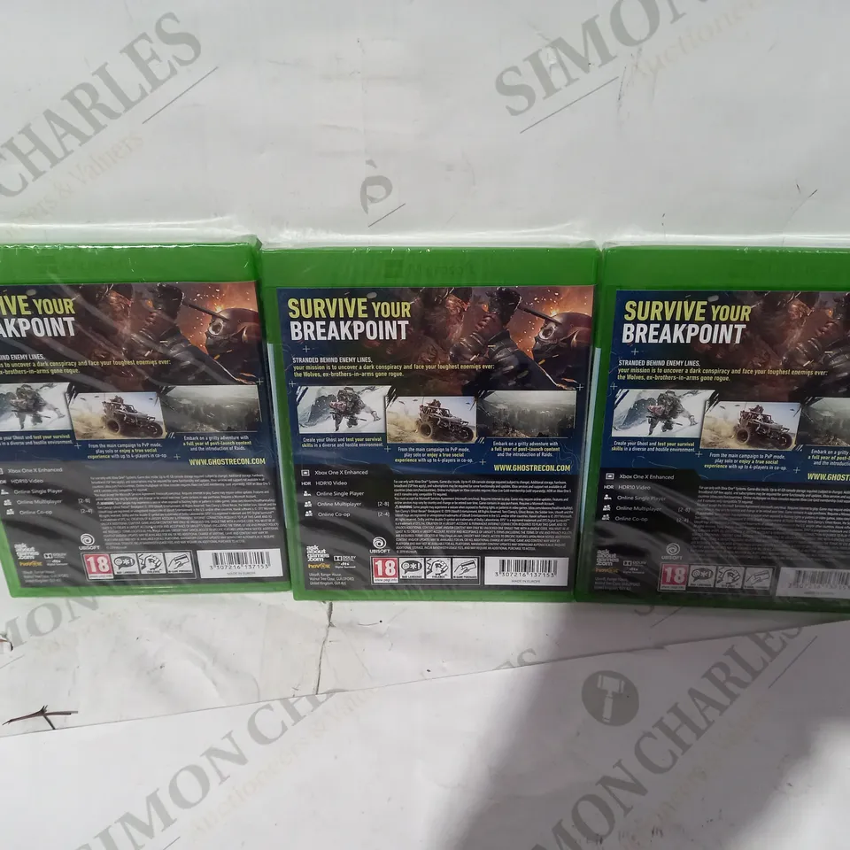 LOT OF 3 BRAND NEW XBOX ONE TOM CLANCY'S GHOST RECON BREAKPOINT GAMES