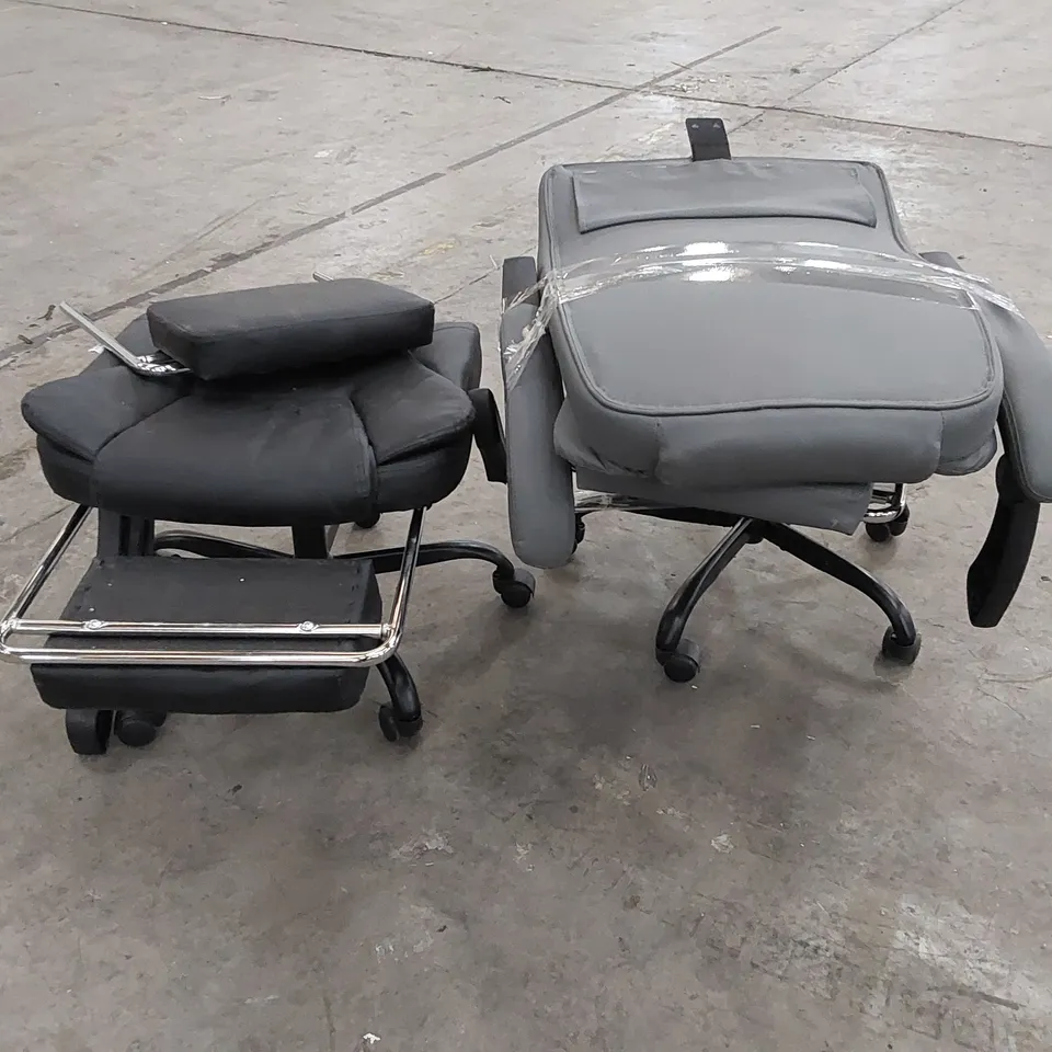 PAIR OF FAUX LEATHER RECLINING AND MASSAGING CHAIRS MISSING PARTS (2 ITEMS)