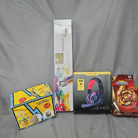 APPROXIMATELY 10 ASSORTED TOYS & GAMES ITEMS TO INCLUDE PAINTING BY NUMBERS, POKEMON SURPRISE BOXES, OVLENG INNATE VOICE HEADSET, ETC