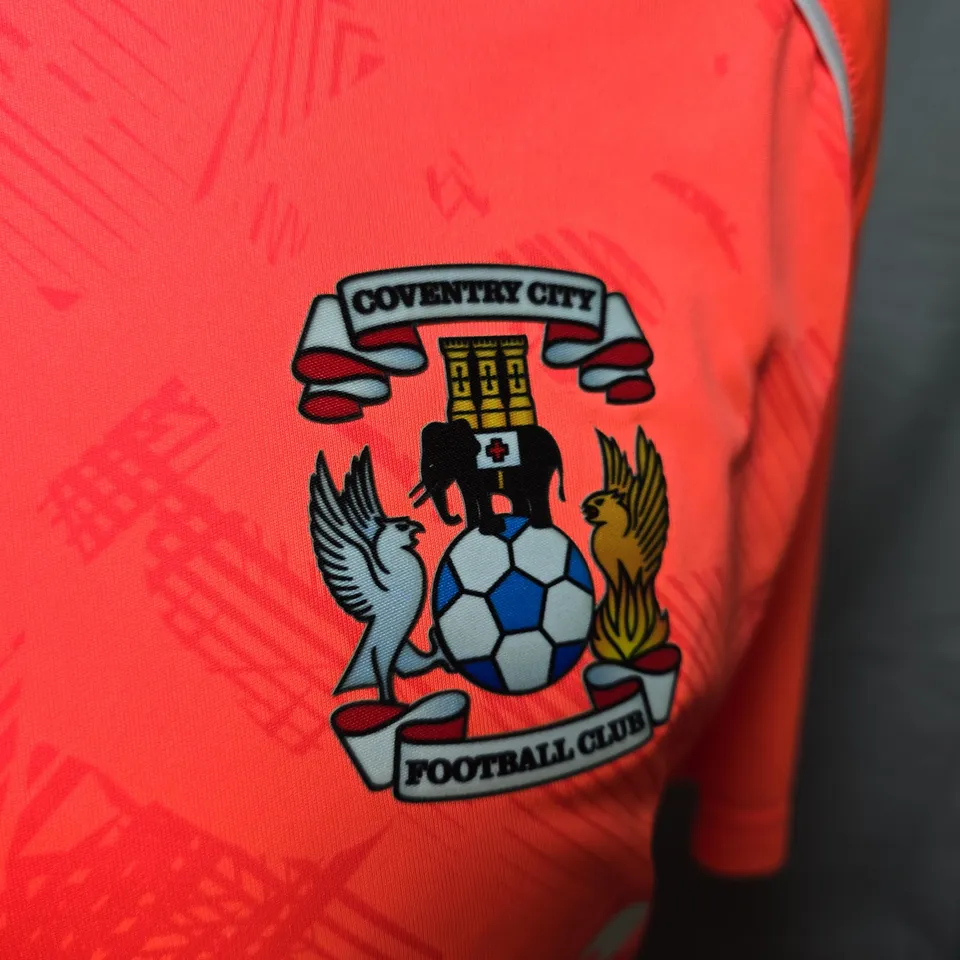 COVENTRY CITY FC FOOTBALL AWAT SHIRT – ORANGE, SIGNED, ADULT SIZE L