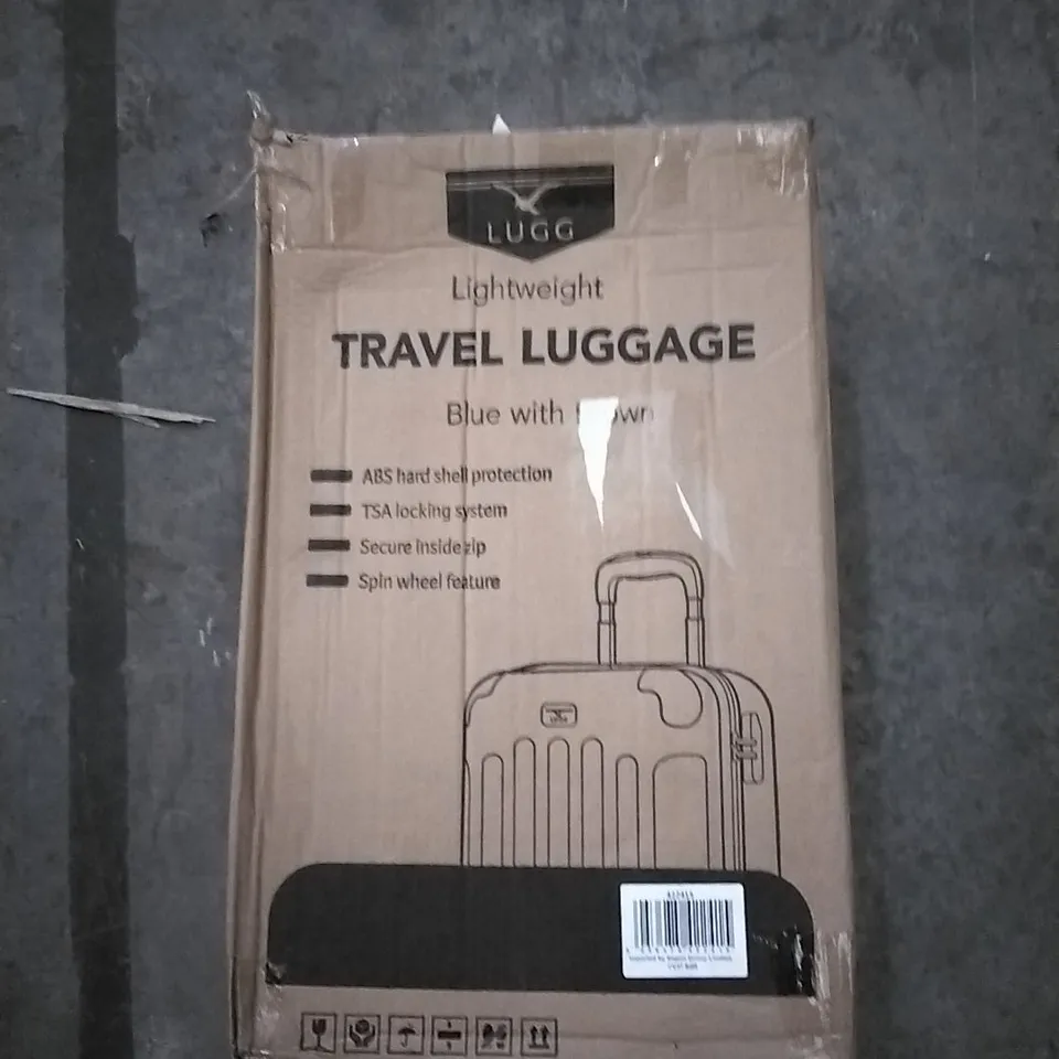 BOXED LUGG LIGHTWEIGHT TRAVEL LUGGAGE CASEC- BLUE & BROWN 