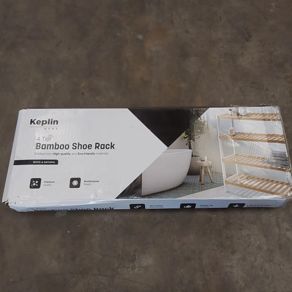 BOXED KEPLIN 4 TIER BAMBOO SHOE RACK 
