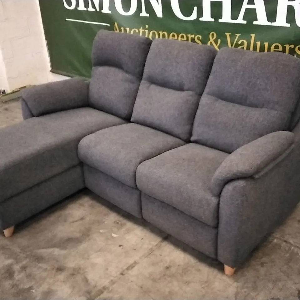 QUALITY BRITISH DESIGNED & MANUFACTURED G PLAN SPENCER 3 SEATER SOFA WITH CHAISE SECTION ROCHE SLATE FABRIC