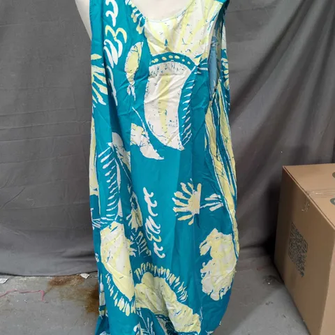 MONSOON WOMEN'S TEAL FLORAL PRINT DRESS – SIZE LARGE