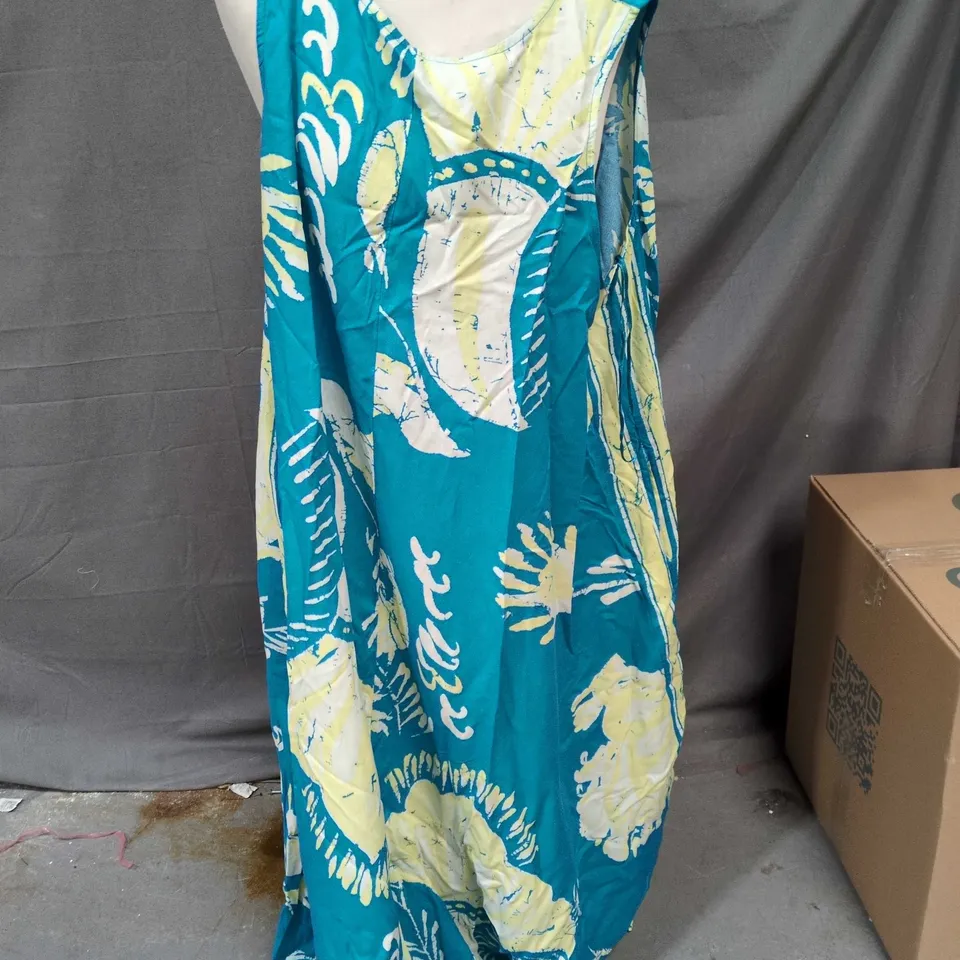 MONSOON WOMEN'S TEAL FLORAL PRINT DRESS – SIZE LARGE