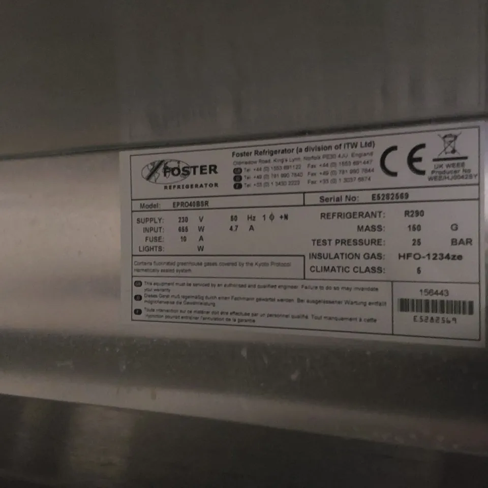 FOSTER EPRO40BSR COMMERCIAL FREEZER