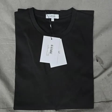 ARNE MERCERISED INTERLOCK T-SHIRT IN BLACK SIZE LARGE