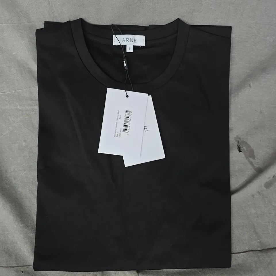 ARNE MERCERISED INTERLOCK T-SHIRT IN BLACK SIZE LARGE