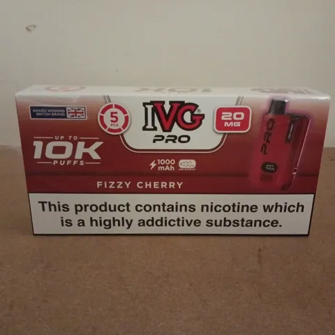 BOXED AND SEALED IVG PRO 10K 5 PACK (FIZZY CHERRY)