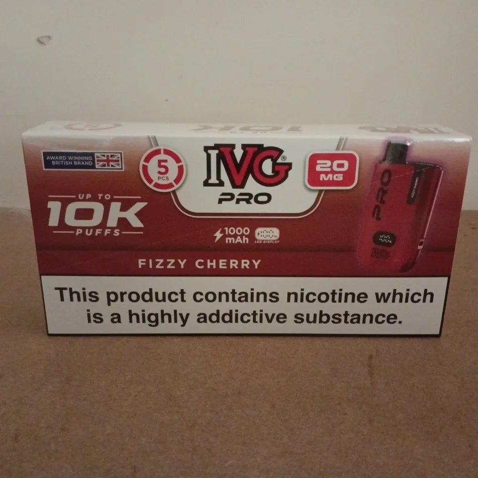 BOXED AND SEALED IVG PRO 10K 5 PACK (FIZZY CHERRY)