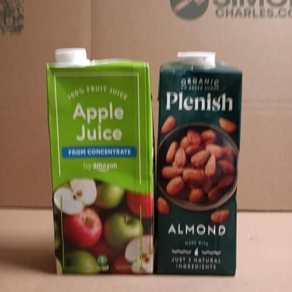 APPROXIMATELY 5 ASSORTED FOOD & DRINK ITEMS TO INCLUDE APPLE JUICE AND ALMOND MILK