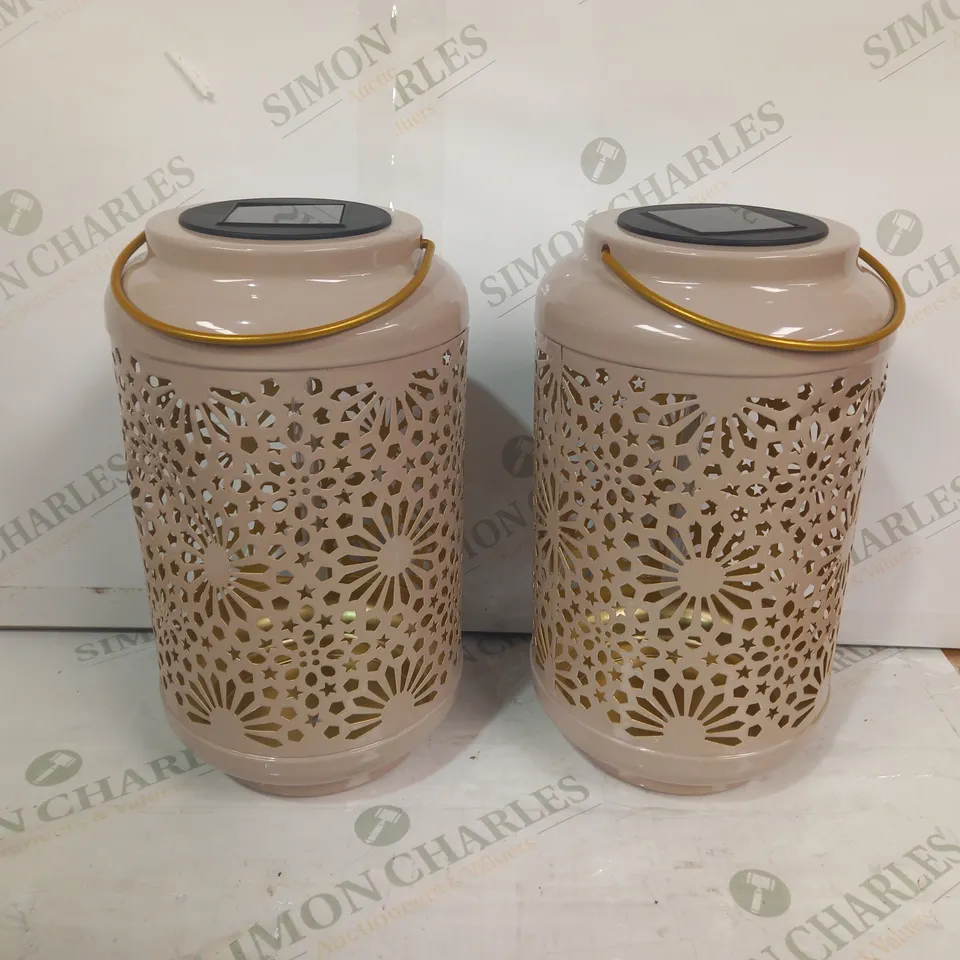 GARDEN REFLECTIONS SET OF 2 PATTERNED SOLAR LANTERNS