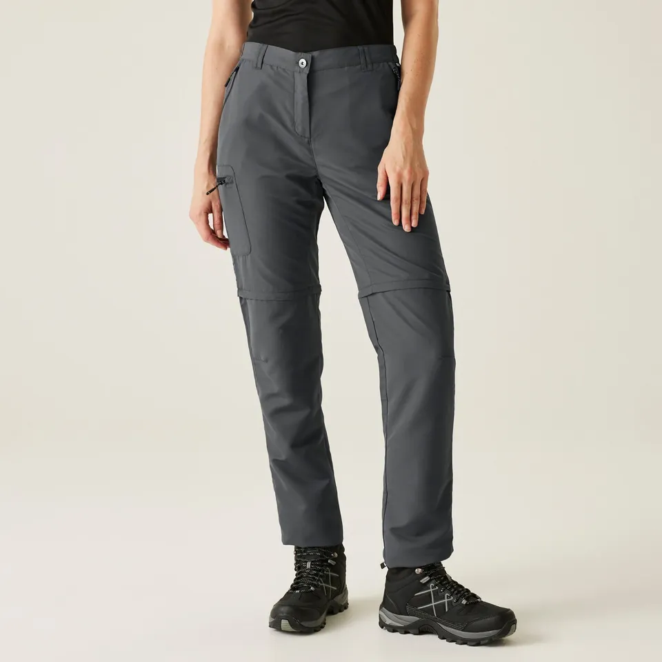 BRAND NEW REGATTA WOMEN'S CHASKA III ZIP OFF WALKING TROUSERS IN SEAL GREY SIZE UK 8