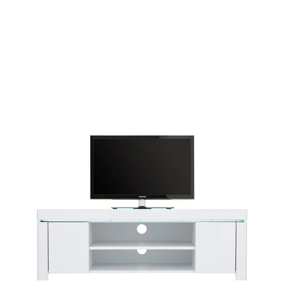 BOXED ATLANTIC GLOSS CORNER TV UNIT - WHITE (1 BOX) RRP £219