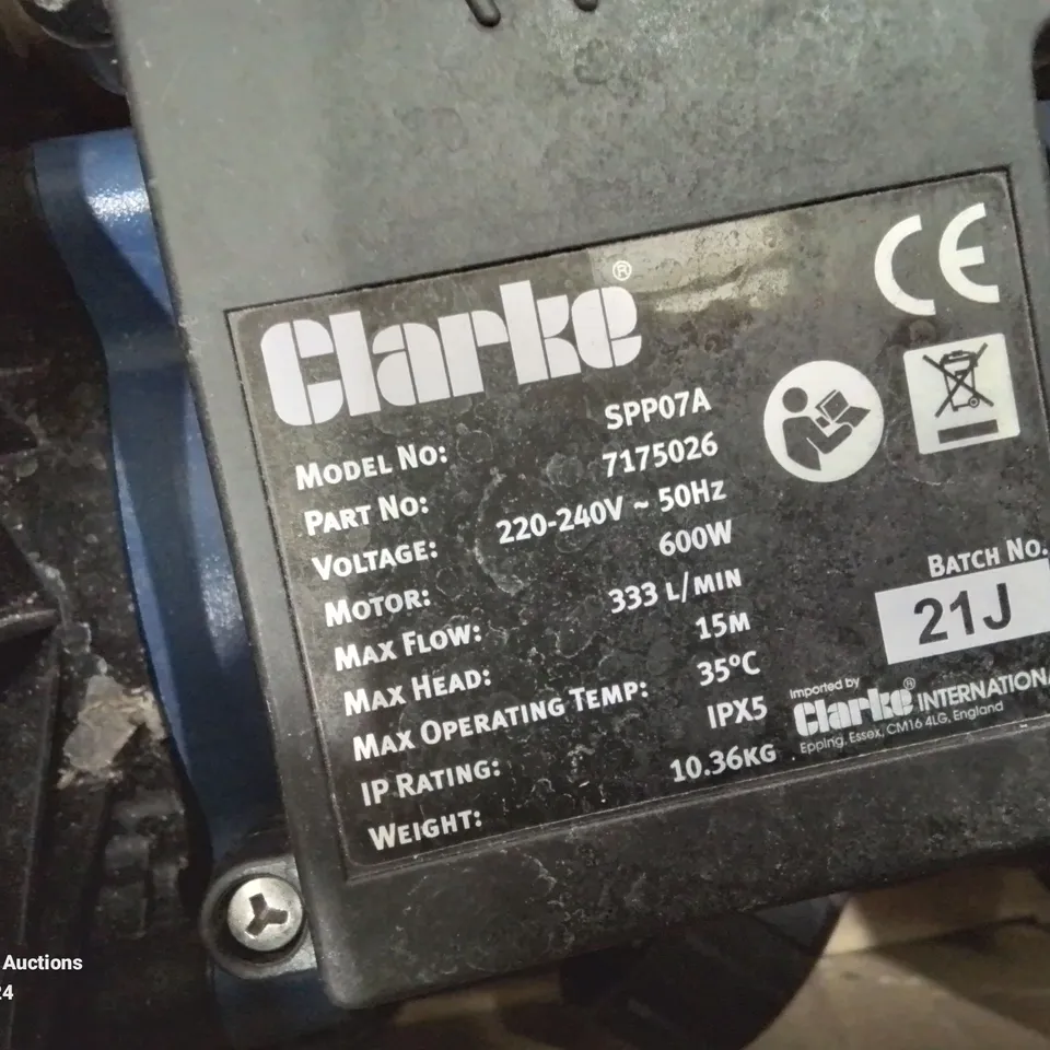 CLARKE SWIMMING POOL PUMP MODEL SPP07A