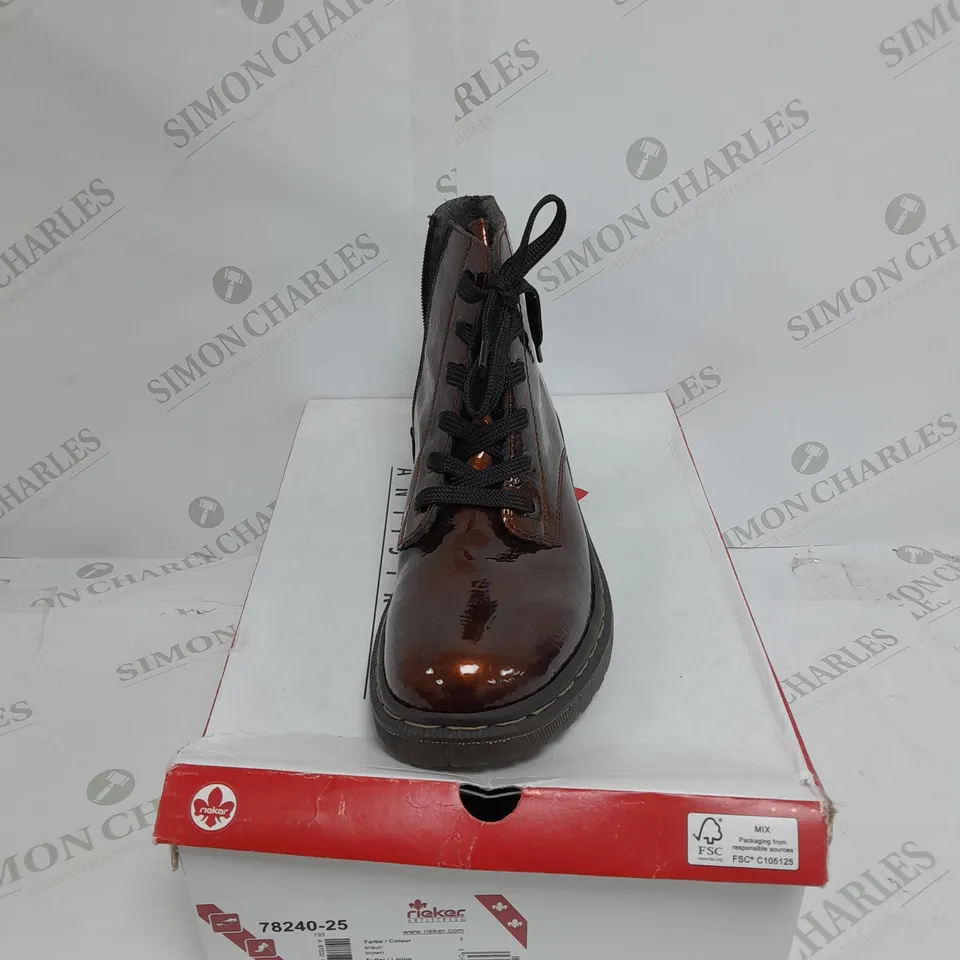 PAIR OF RIEKER LACE ANKLE BOOTS IN BRONZE - 7.5