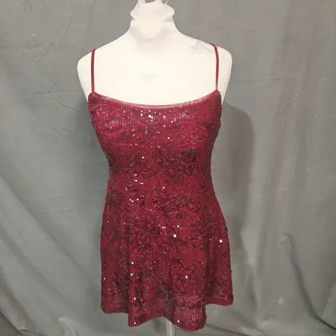 BERSHKA RED SEQUIN MINI DRESS – SIZE S