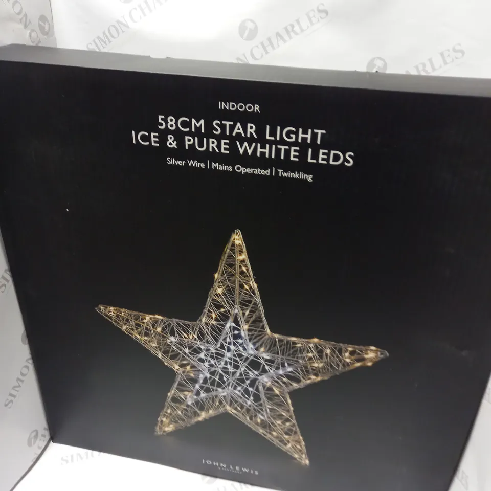 BOXED JOHN LEWIS INDOOR 58cm STAR LIGHT ICE & PURE WHITE LEDS